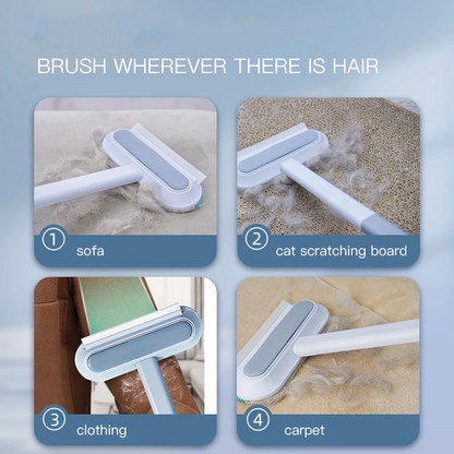 Pet Hair Removal Tool with Textured Brush and Angled Handle for Furniture
