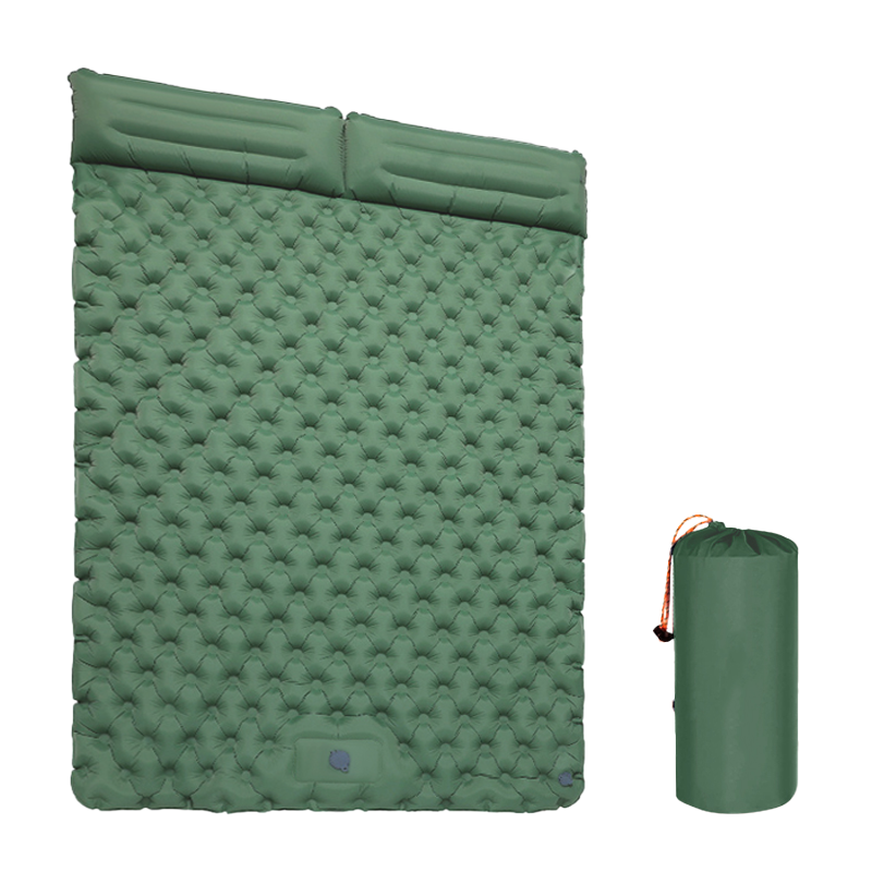 Self Inflatable Air Mattress, Double Camping Bed with Integrated Pillows