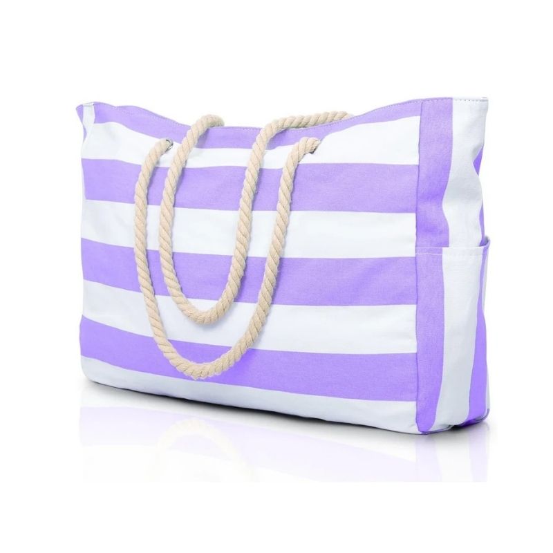 Oversized Beach Tote with Zip Closure and Mesh Panels, Water Resistant 20L