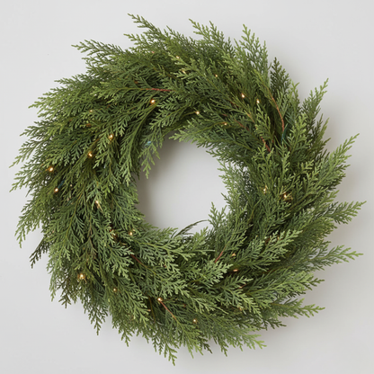 Pair of Six Foot Artificial Cedar Garlands with Bendable Greenery and Hand Tied Hanging Loops