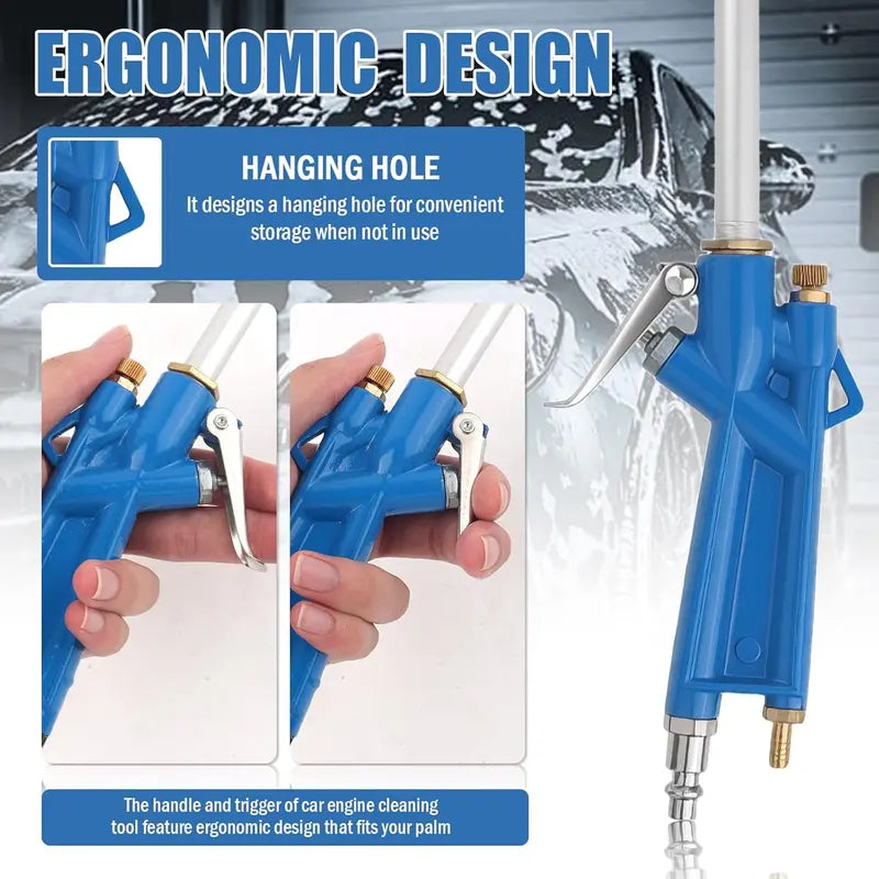 Pneumatic Air Blow Gun - Heavy-Duty Industrial Metal Mechanic Tool, Cleaning Degreaser Sprayer for Narrow Spaces, Tools for Mechanics (Engine Compartment, Mechanical Interior Use), Mechanic Tools Home allveramart