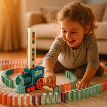 Domino Laying Train in Blue Or Pink with 60 Dominoes and Add on Packs of 100 Or 200