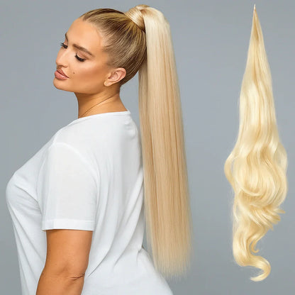 Clip In Ponytail Extension with Wrap Around Strand and Hairpins