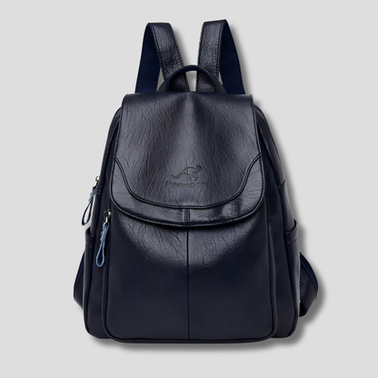 Embossed Backpack with Body-Facing Zipper and Multiple Interior Pockets