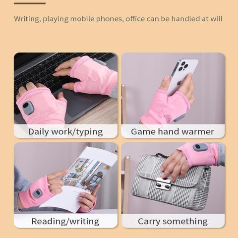 Fingerless Heated Gloves with Three Heat Levels and Rechargeable Battery in Pink Or Black