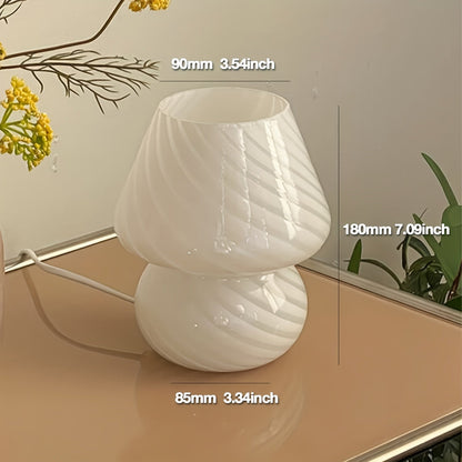 Mushroom Glass Table Lamp with Stepless Dimming and Swirled Stripe Shade