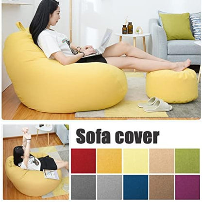 Customizable Bean Bag Cover with Linen Polyester Blend and Washable Design
