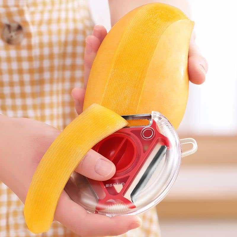 Three in One Vegetable Peeler for Peeling, Shredding and Slicing with a Blade Cover and Finger Guard