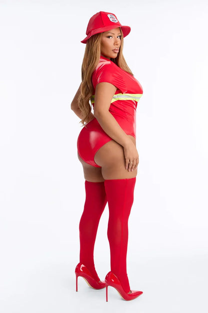 Crimson Uniform Costume Set with Bodysuit and Tall Socks