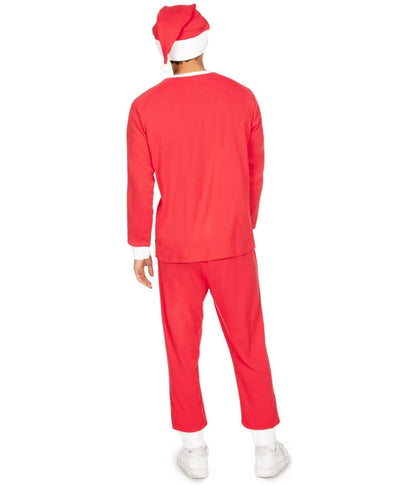 Mens Red Santa Claus Pajamas with Side Pockets for Christmas Morning