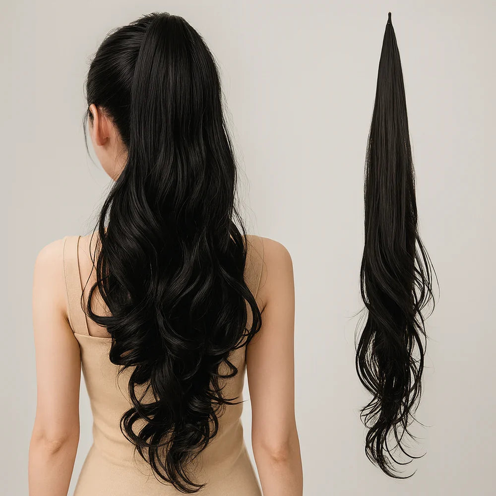 Clip In Ponytail Extension with Wrap Around Strand and Hairpins