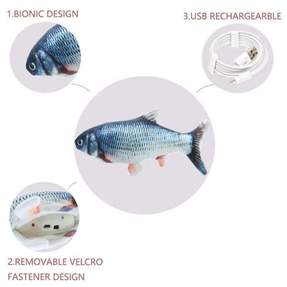 Motion Activated Fish Toy for Cats with Realistic Flopping and USB Charging