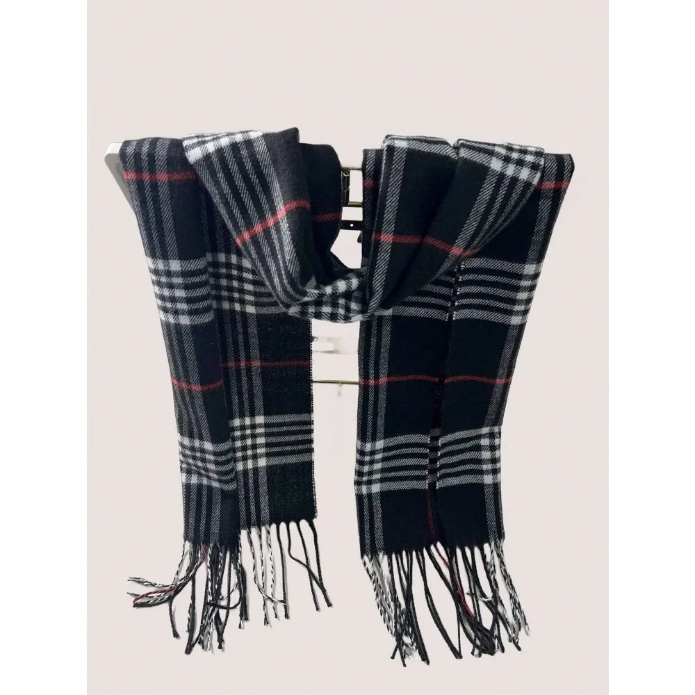 Plaid Winter Scarf 70 Inches with Soft Polyester Fabric and Unisex Design