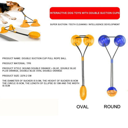 Suction Cup Dog Tug Toy with 30 Inch Cotton Rope and Rubber Chew Ball for Pets