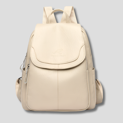Embossed Backpack with Body-Facing Zipper and Multiple Interior Pockets