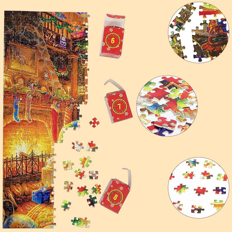24 Day Christmas Jigsaw Countdown with 42 Pieces Per Box and a Full Size Poster