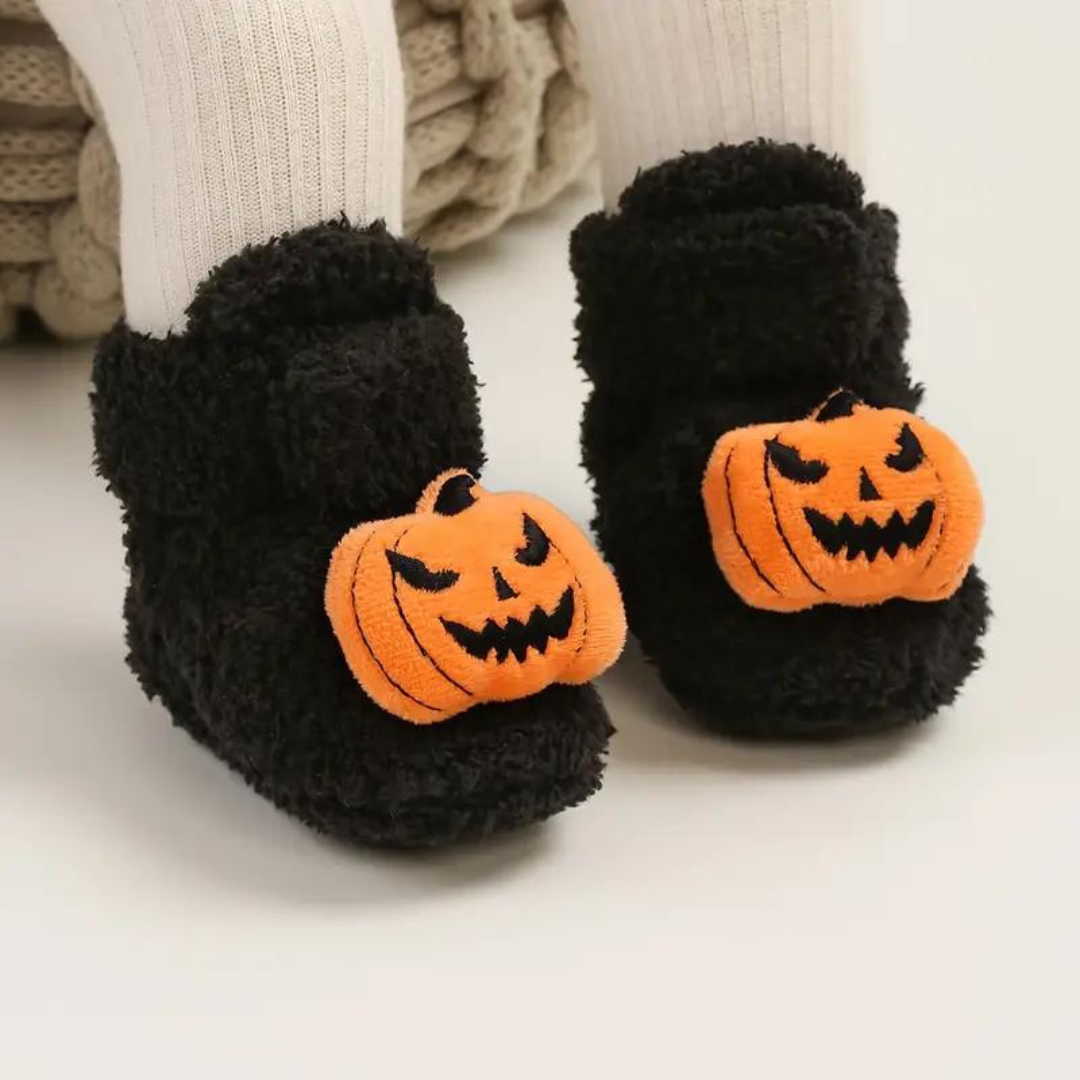 Kids Ankle High Slippers with Fleece Lining and Halloween Designs