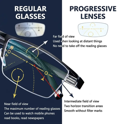 Progressive Reading Glasses with Blue Light Filter and Anti Glare Coating