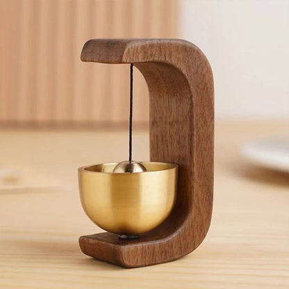 Door Chime with Polished Brass Bell and Magnetic Mounting for Metal Frames