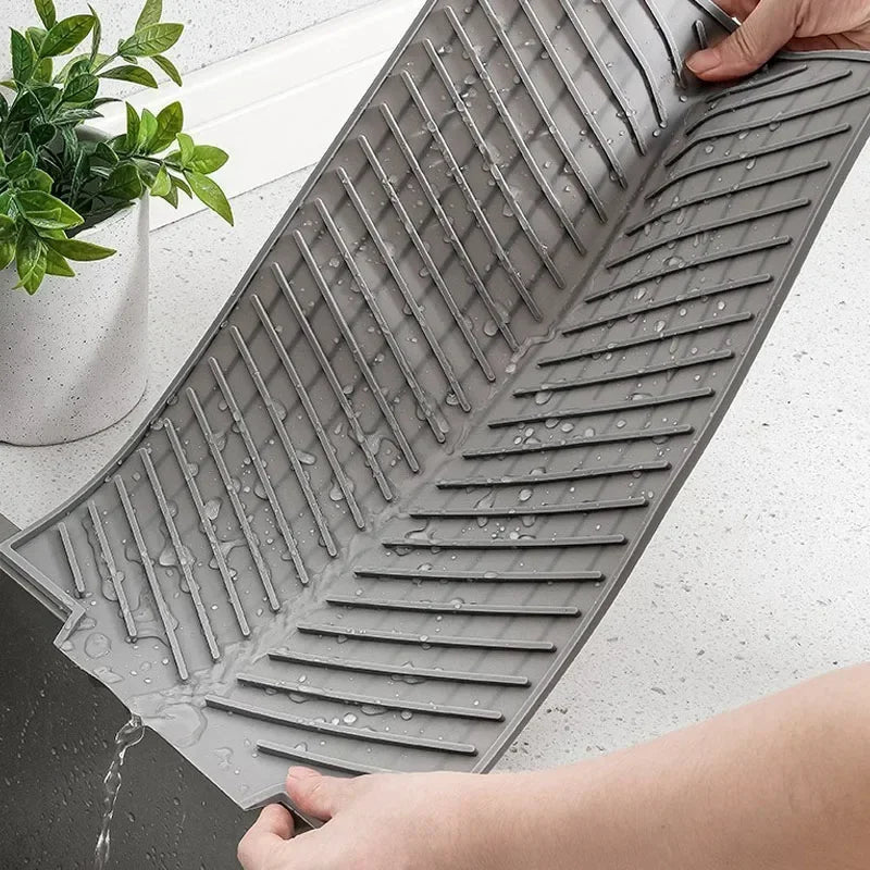 Dish Drying Mat with Dual Sided Grooves and Textured Grip Surface