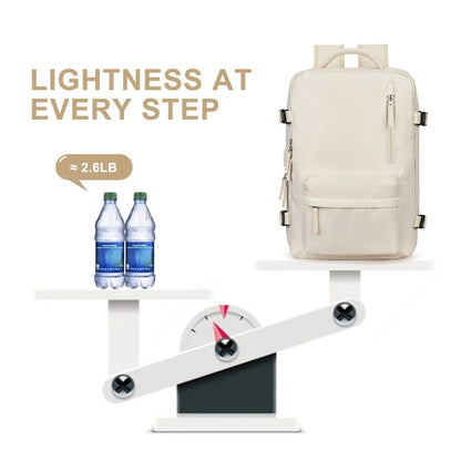 Women's 35L Travel Backpack with USB Charging Port and Laptop Compartment, Shoe and Wet Storage