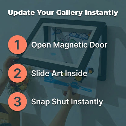 Artwork Display Frame with Magnetic Latch and 150-Sheet Storage Compartment