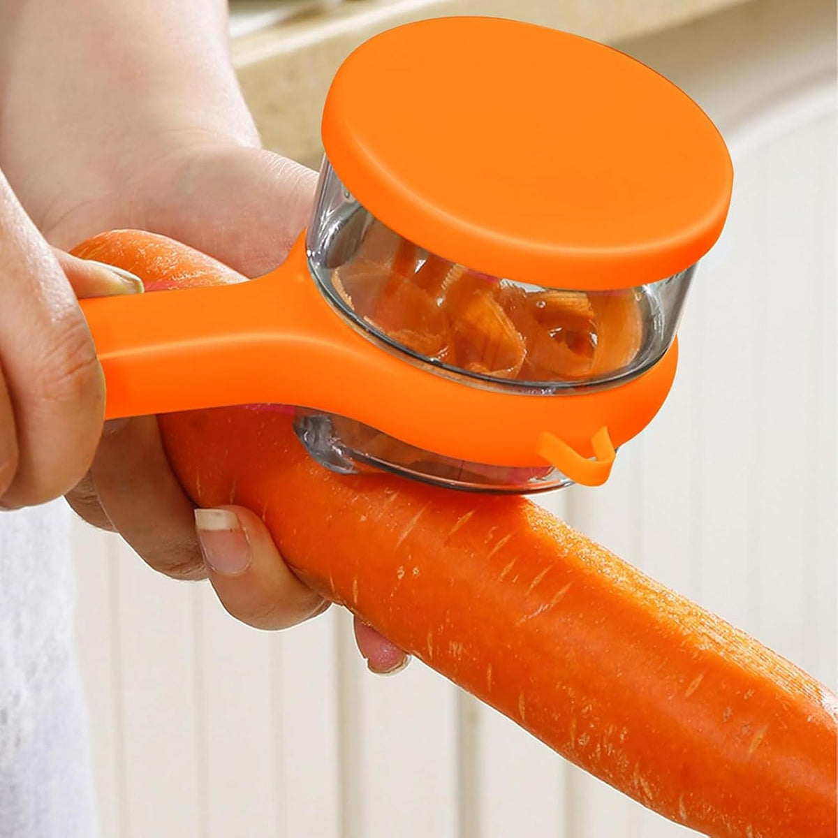 Dual Blade Apple Peeler with Two Interchangeable Heads, a Potato Eye Remover and a Peel Storage Box