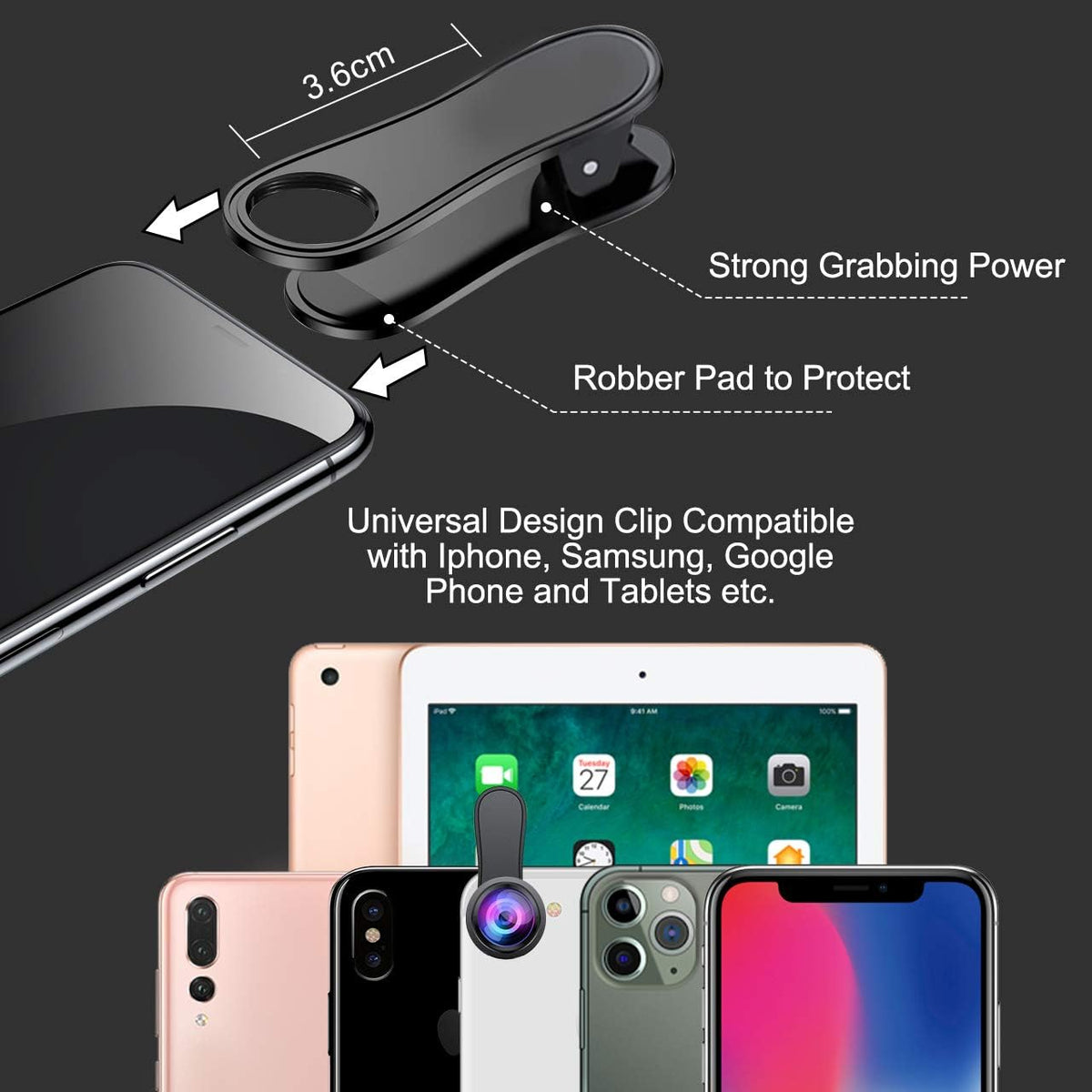 3 in 1 Phone Camera Lens Set with Macro Wide Angle and Fisheye Lenses
