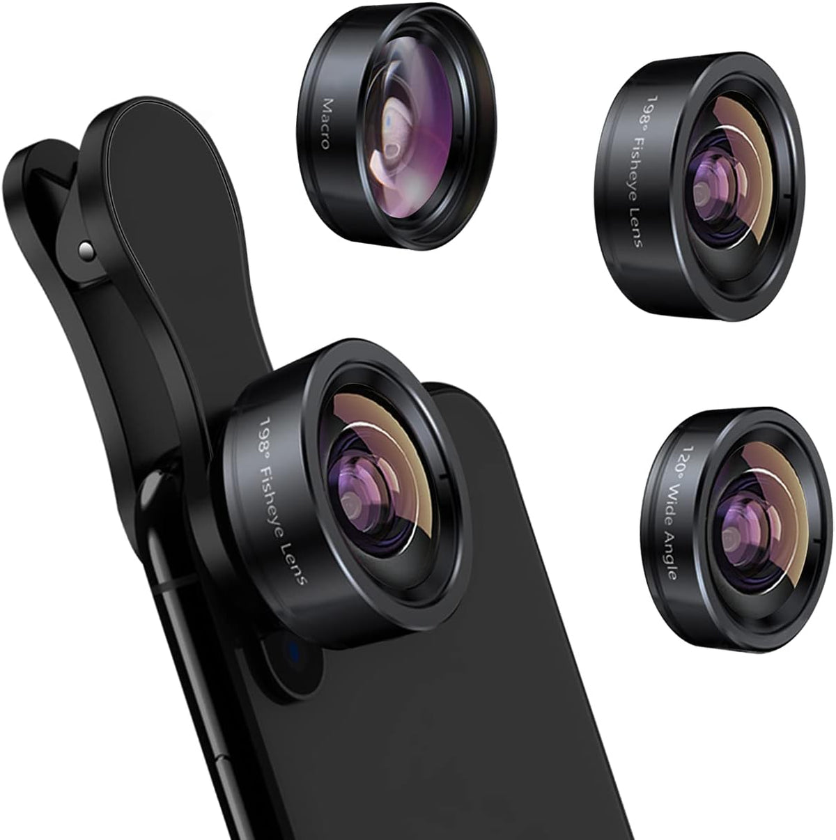 3 in 1 Phone Camera Lens Set with Macro Wide Angle and Fisheye Lenses
