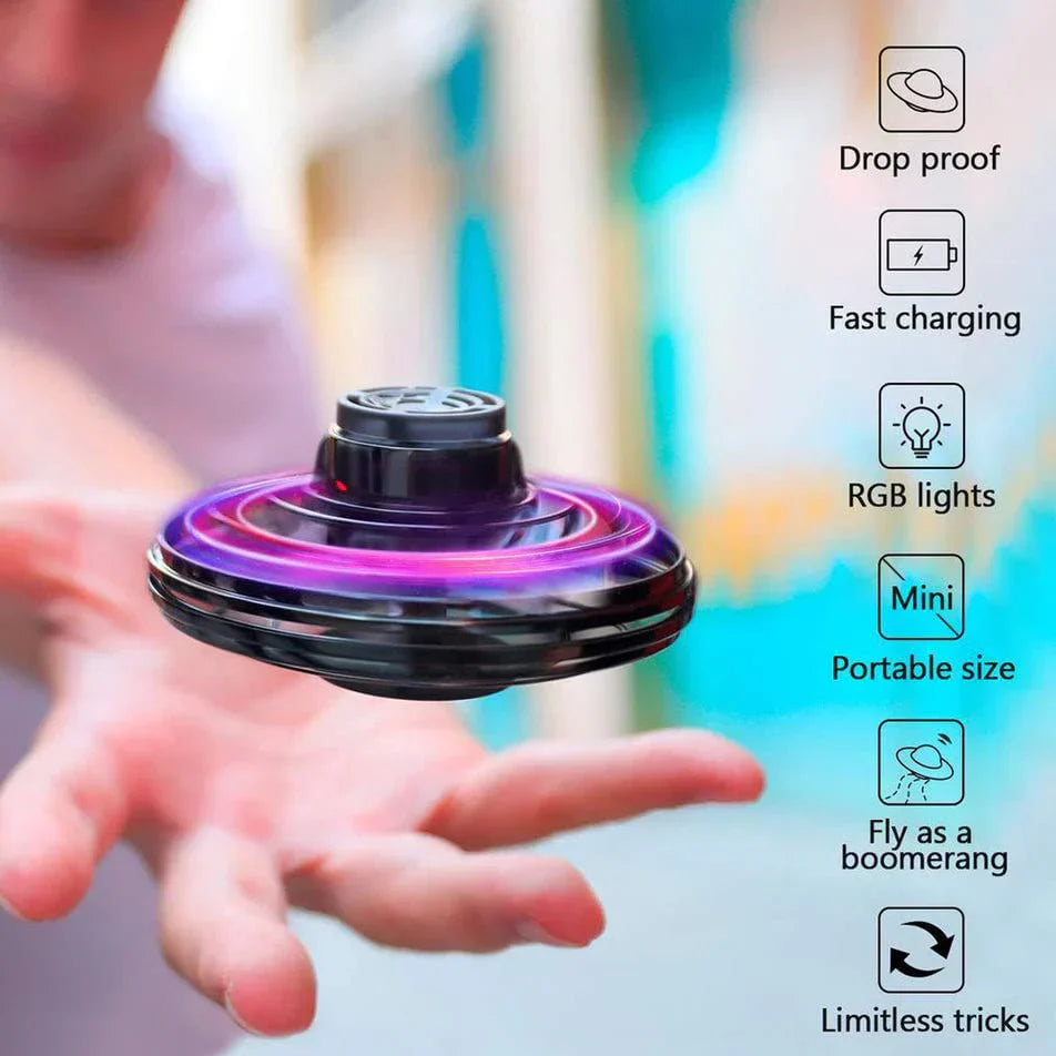 Hand Control Gyroscopic Hovering Spinner with LED Light Display and Rechargeable Battery