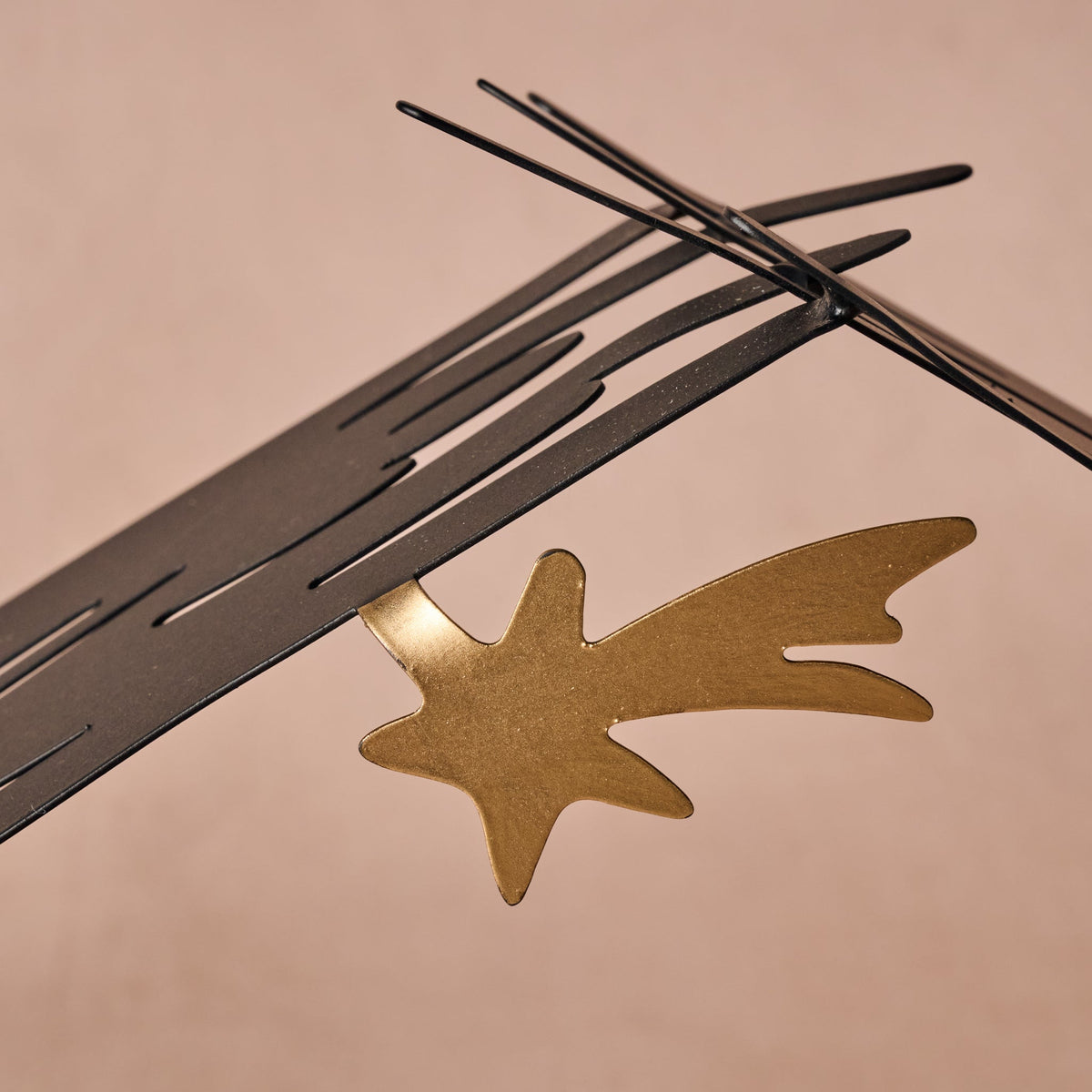 Silhouette Nativity Creche Cut From One Piece of Iron with Candle Cup and Golden Star