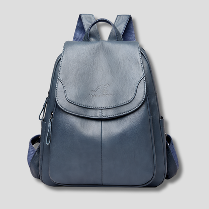 Embossed Backpack with Body-Facing Zipper and Multiple Interior Pockets