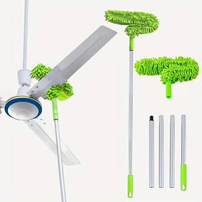 Extendable Ceiling Fan Duster with Coral Velvet Bristles and Flexible Head