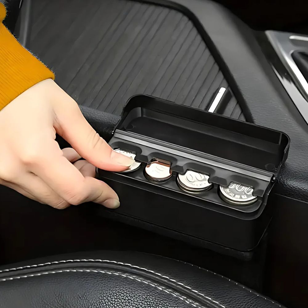 Slim Plastic Coin Holder for a Car Console or Cup Holder That Fits Coins up to 1.05 Inches Across