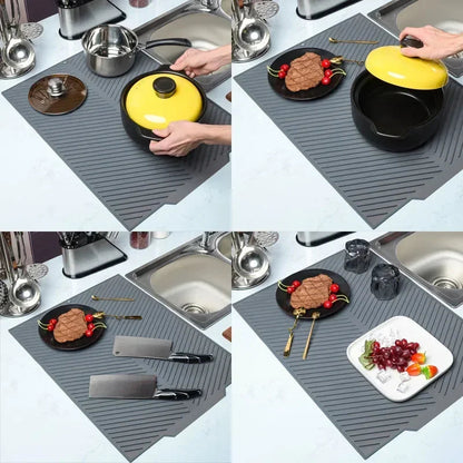 Dish Drying Mat with Dual Sided Grooves and Textured Grip Surface