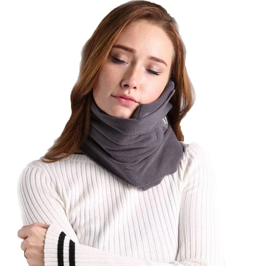 Neck Support Travel Pillow with Microbead Filling and Phone Holder