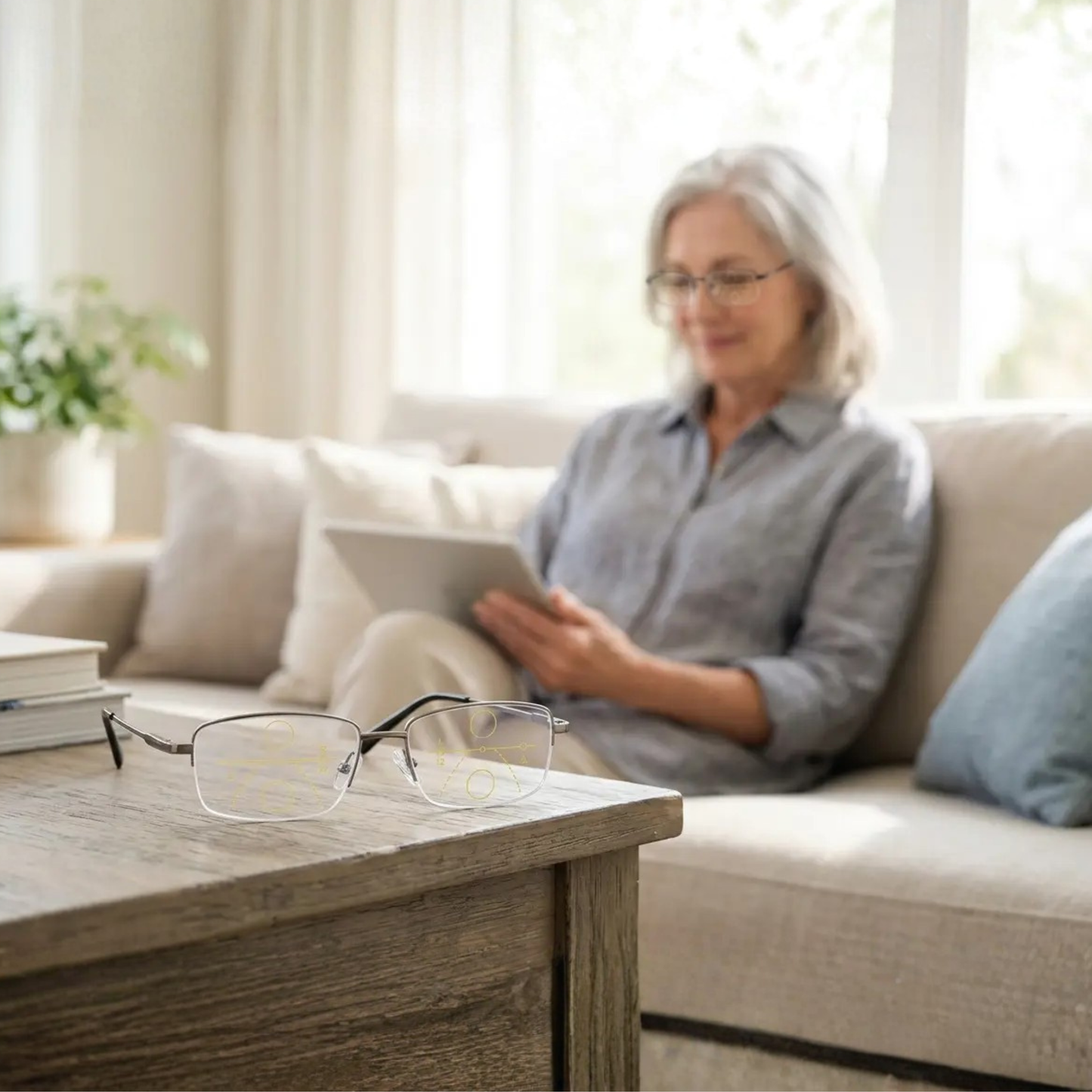 Progressive Reading Glasses with Blue Light Filter and Anti Glare Coating