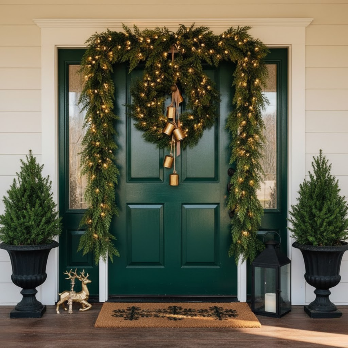 Pair of Six Foot Artificial Cedar Garlands with Bendable Greenery and Hand Tied Hanging Loops