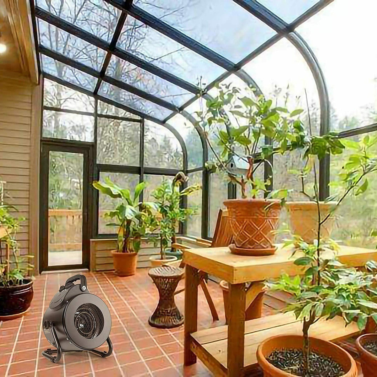 Space Heater with Steel Coil and Dual Air Circulation for Greenhouses and Grow Tents