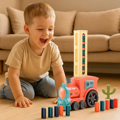 Domino Laying Train in Blue Or Pink with 60 Dominoes and Add on Packs of 100 Or 200