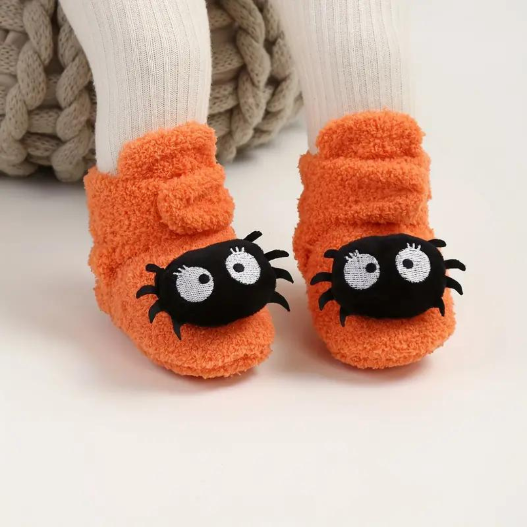Kids Ankle High Slippers with Fleece Lining and Halloween Designs