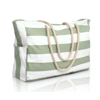 Oversized Beach Tote with Zip Closure and Mesh Panels, Water Resistant 20L