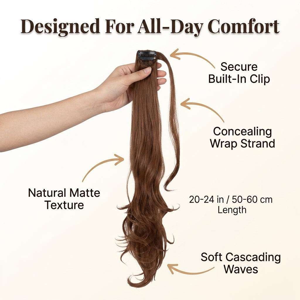 Clip In Ponytail Extension with Wrap Around Strand and Hairpins