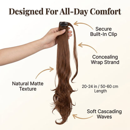 Clip In Ponytail Extension with Wrap Around Strand and Hairpins