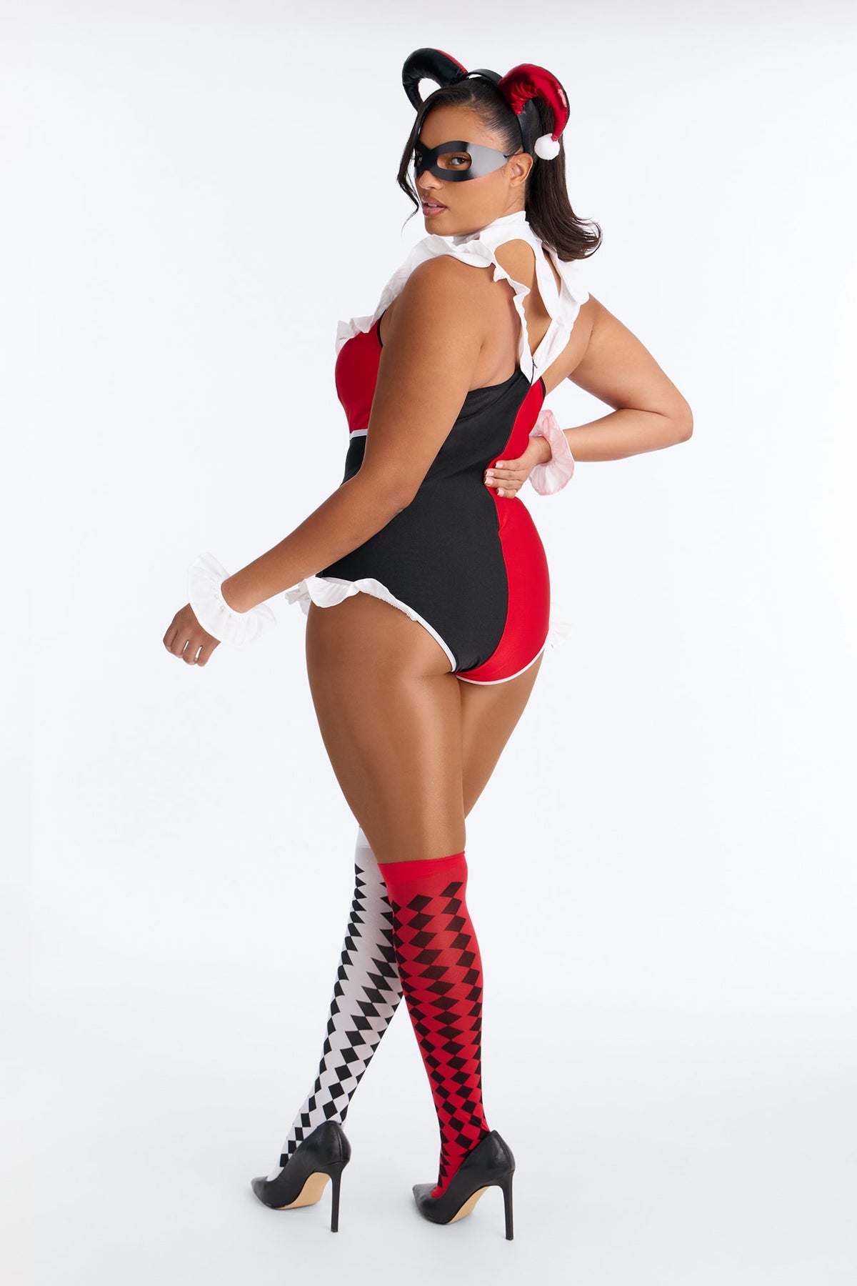 Ruffle Romper Costume Set with Thigh Highs and Oversize Choker