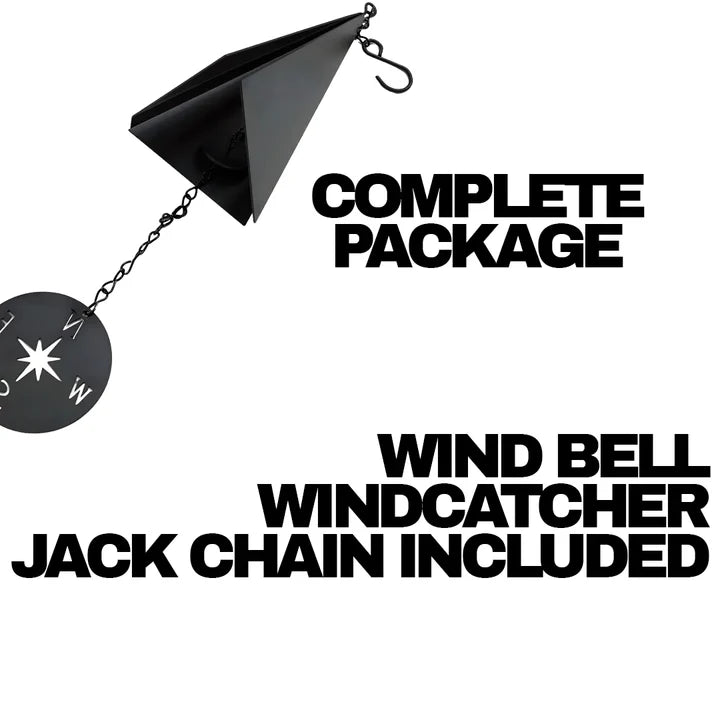 Triangular Steel Wind Bell with Three Tones, Compass Windcatcher, and Jack Chain