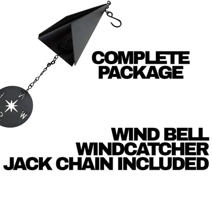 Triangular Steel Wind Bell with Three Tones, Compass Windcatcher, and Jack Chain