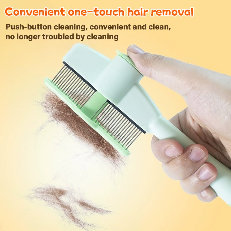 Stainless Steel Flea Comb for Dogs and Cats with Extra Fine Teeth and a One Press Hair Release
