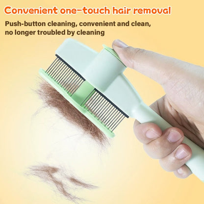 Stainless Steel Flea Comb for Dogs and Cats with Extra Fine Teeth and a One Press Hair Release