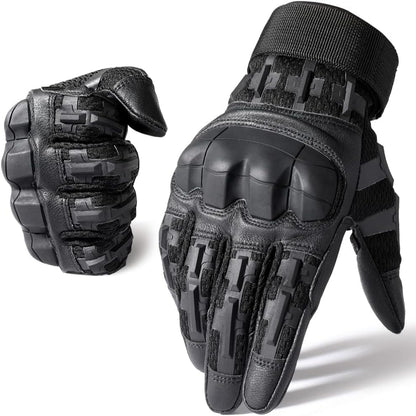 Touchscreen Tactical Gloves with Rubber Knuckle Inserts and Adjustable Wrist Strap